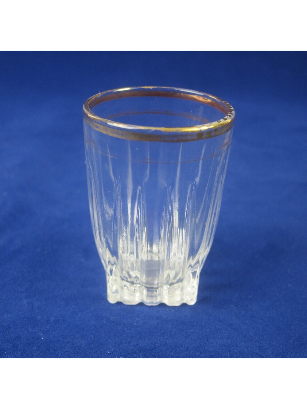 Vintage Federal Glass Park Avenue Square Base Shot Glass Gold Rim Mid-Century